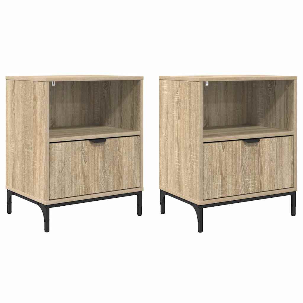 Κομοδίνο 2 pcs Sonoma Δρυς 49 x 36 x 61 εκ Επεξεργασμένο ξύλο - Pakobazaar