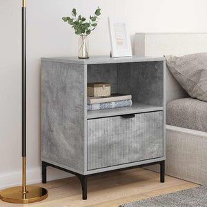Κομοδίνο με συρτάρι 2 pcs Γκρι σκυροδέματος 49 x 36 x 61 εκ - Pakobazaar