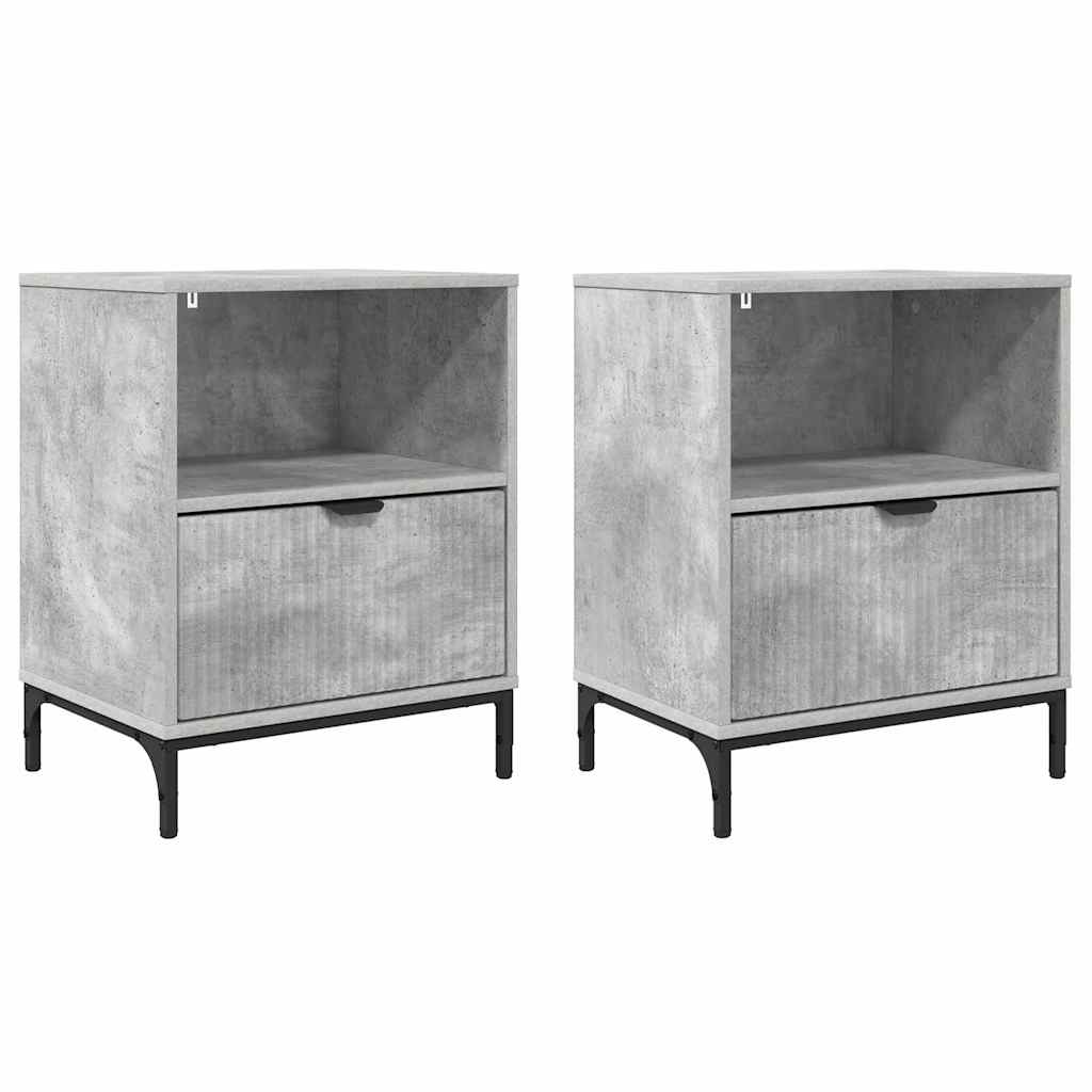 Κομοδίνο με συρτάρι 2 pcs Γκρι σκυροδέματος 49 x 36 x 61 εκ - Pakobazaar