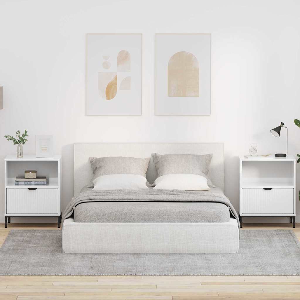 Κομοδίνο με συρτάρι 2 pcs Γυαλιστερό λευκό 49 x 36 x 61 εκ - Pakobazaar