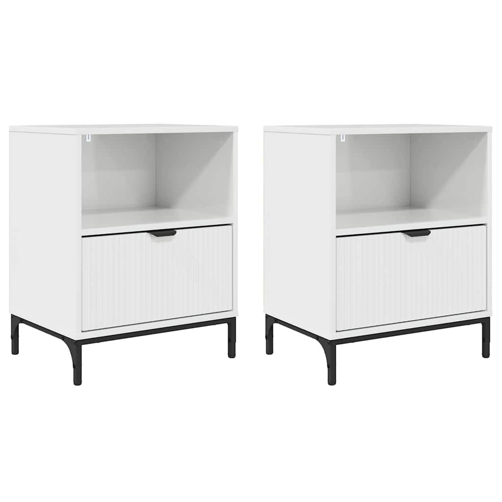 Κομοδίνο με συρτάρι 2 pcs Γυαλιστερό λευκό 49 x 36 x 61 εκ - Pakobazaar