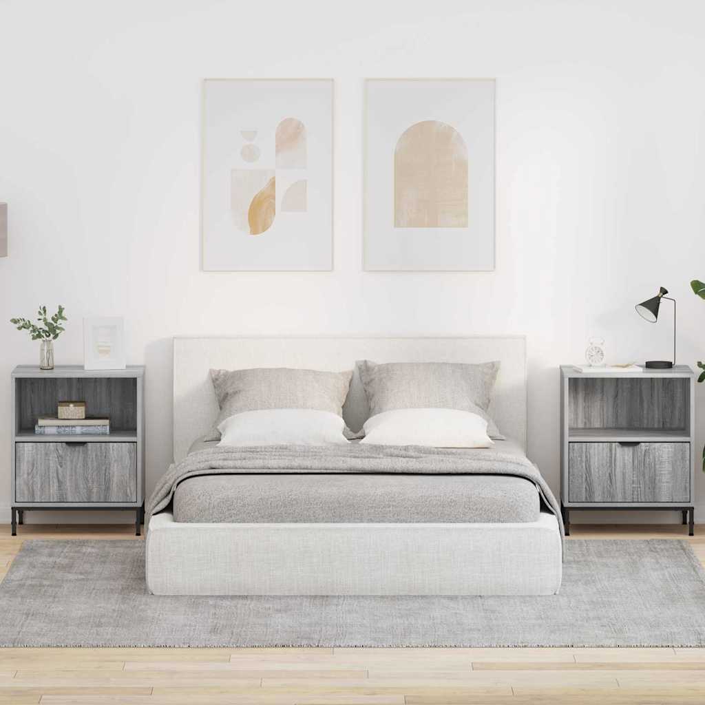 Κομοδίνο 2 pcs Γκρι sonoma 49 x 36 x 61 εκ Επεξεργασμένο ξύλο - Pakobazaar