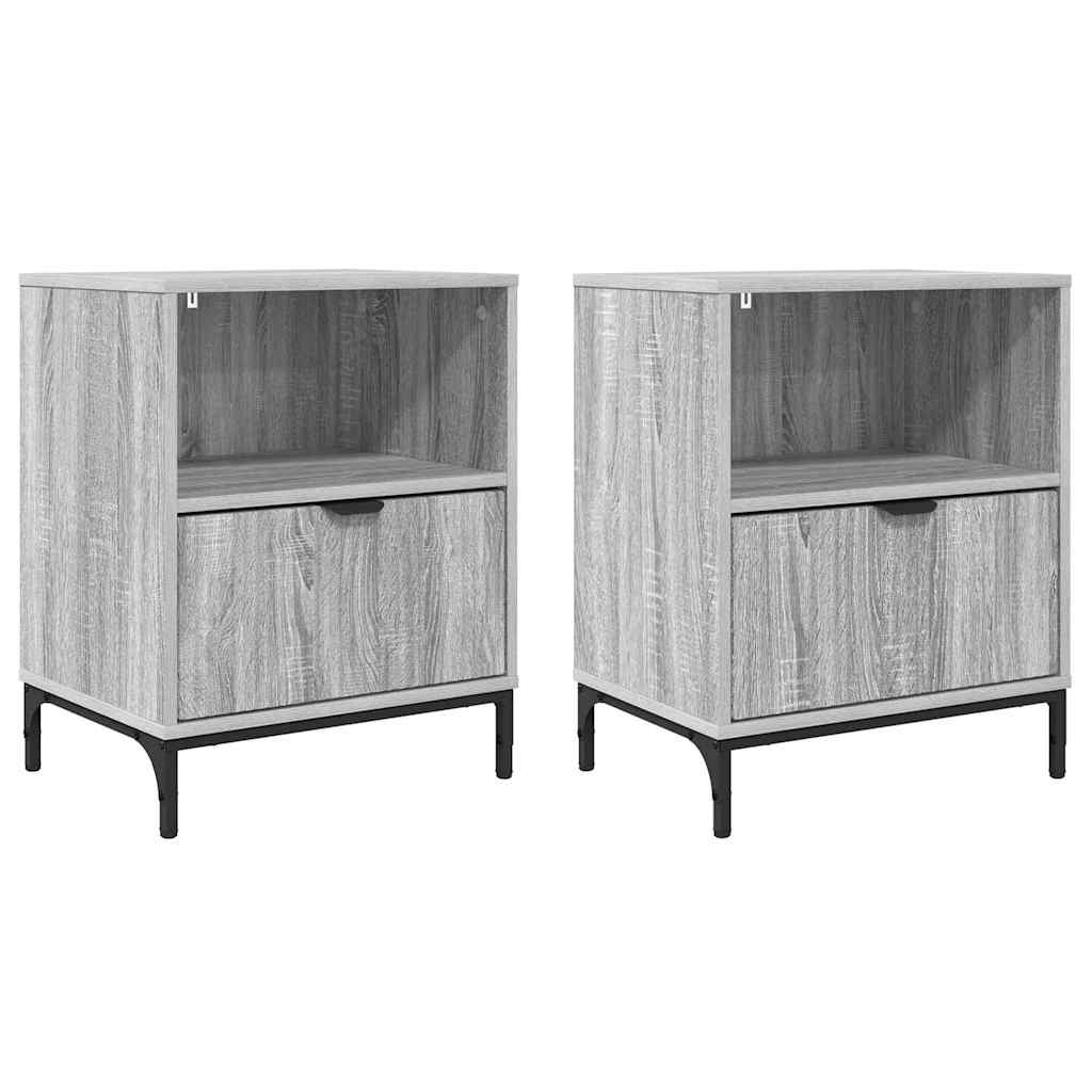 Κομοδίνο 2 pcs Γκρι sonoma 49 x 36 x 61 εκ Επεξεργασμένο ξύλο - Pakobazaar