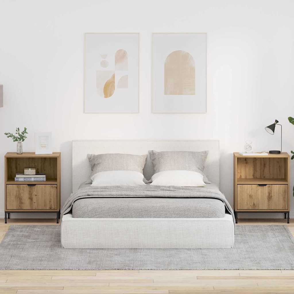 Κομοδίνο 2 pcs artisan δρυς 49 x 36 x 61 εκ Επεξεργασμένο ξύλο - Pakobazaar