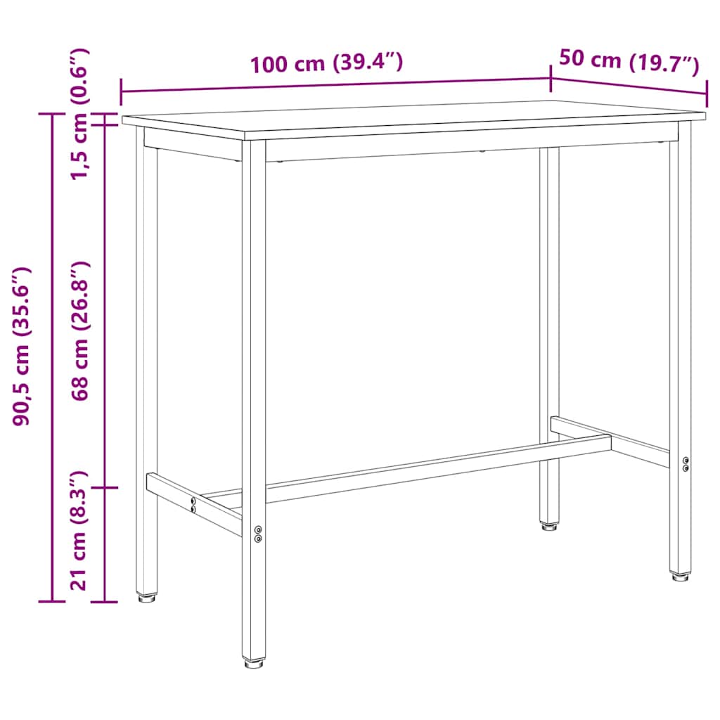 τραπέζι Artisan Oak 100 x 50 x 90,5 εκ