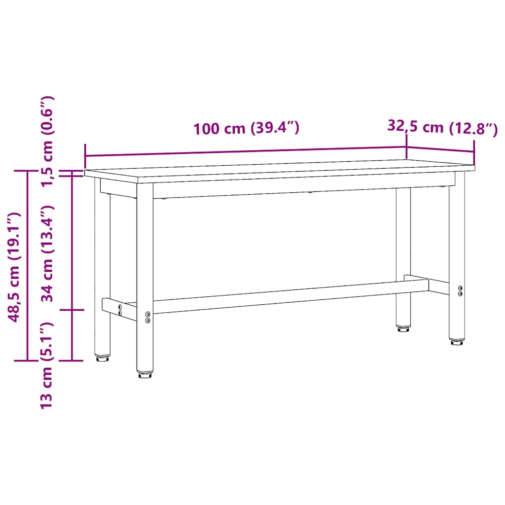 Καθιστικό Σαλονιού Μαύρη Οξυά 100 x 32,5 x 48,5 εκ. - Pakobazaar