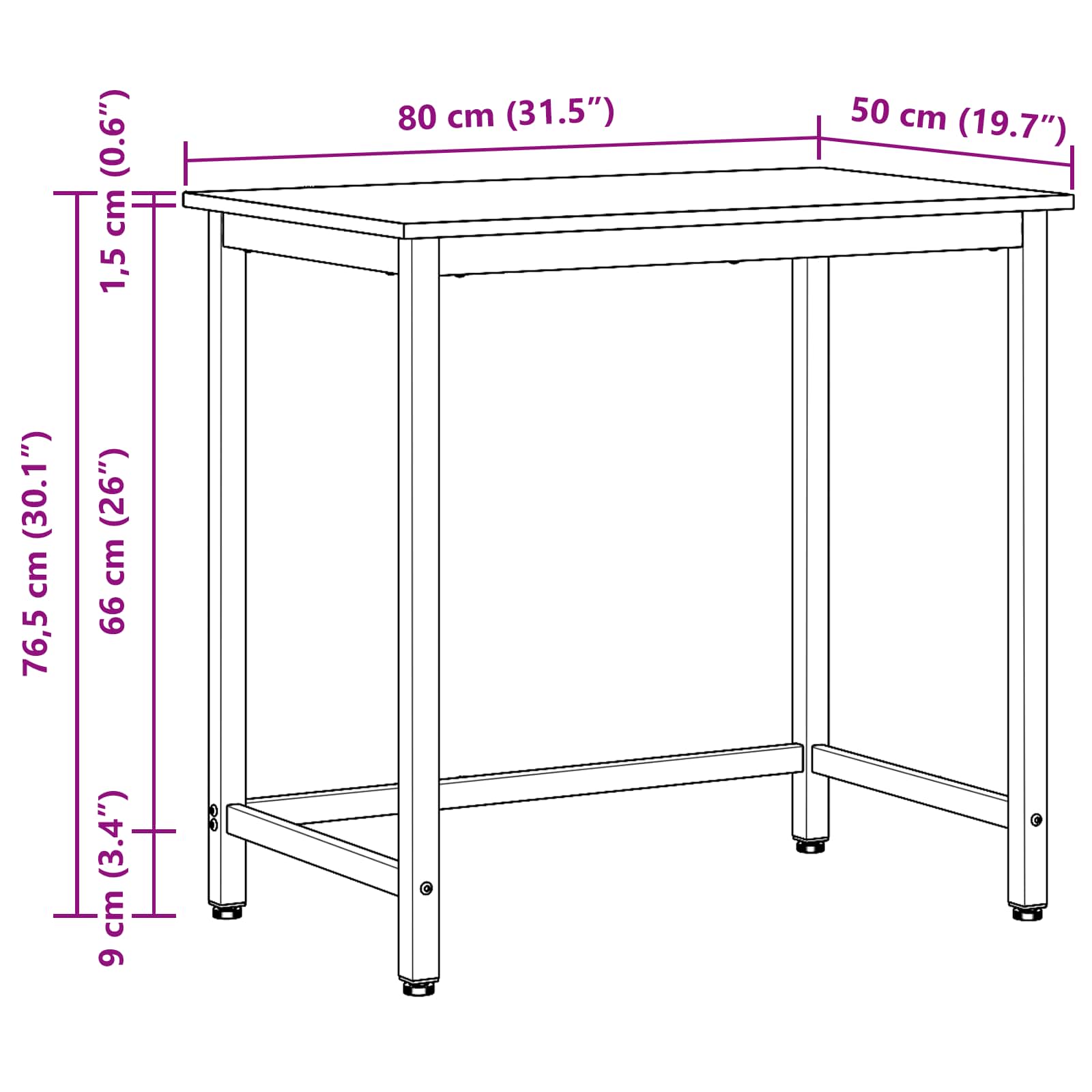 τραπέζι Artisan Oak 80 x 50 x 76,5 εκ - Pakobazaar