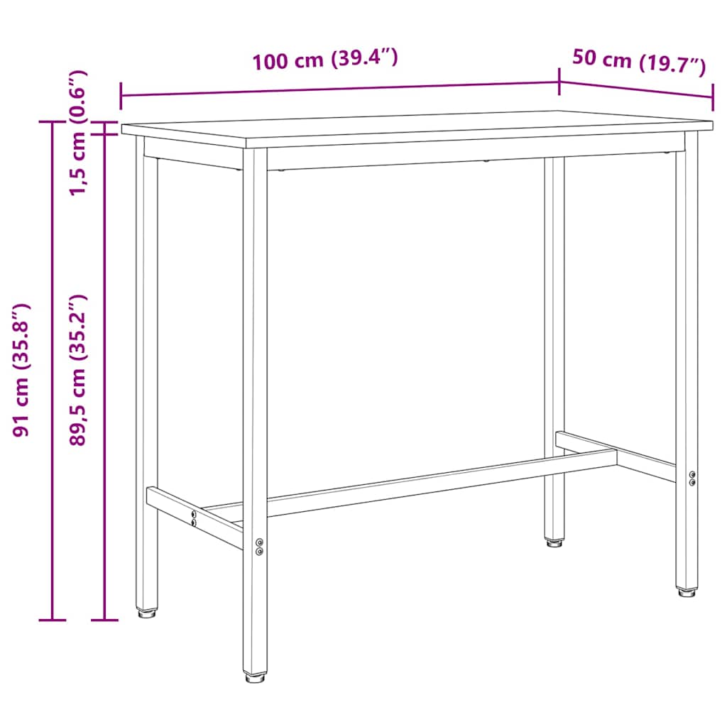 τραπέζι Λευκό 100 x 50 x 91 cm Μηχανισμένο ξύλο και ατσάλι