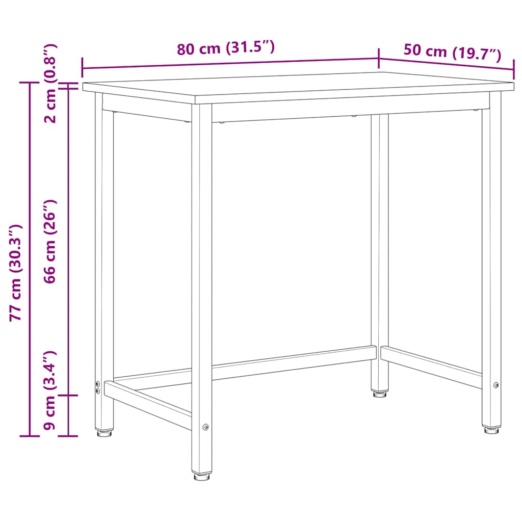 τραπέζι Λευκό 80 x 50 x 77 εκ. Μηχανισμένο ξύλο και ατσάλι - Pakobazaar