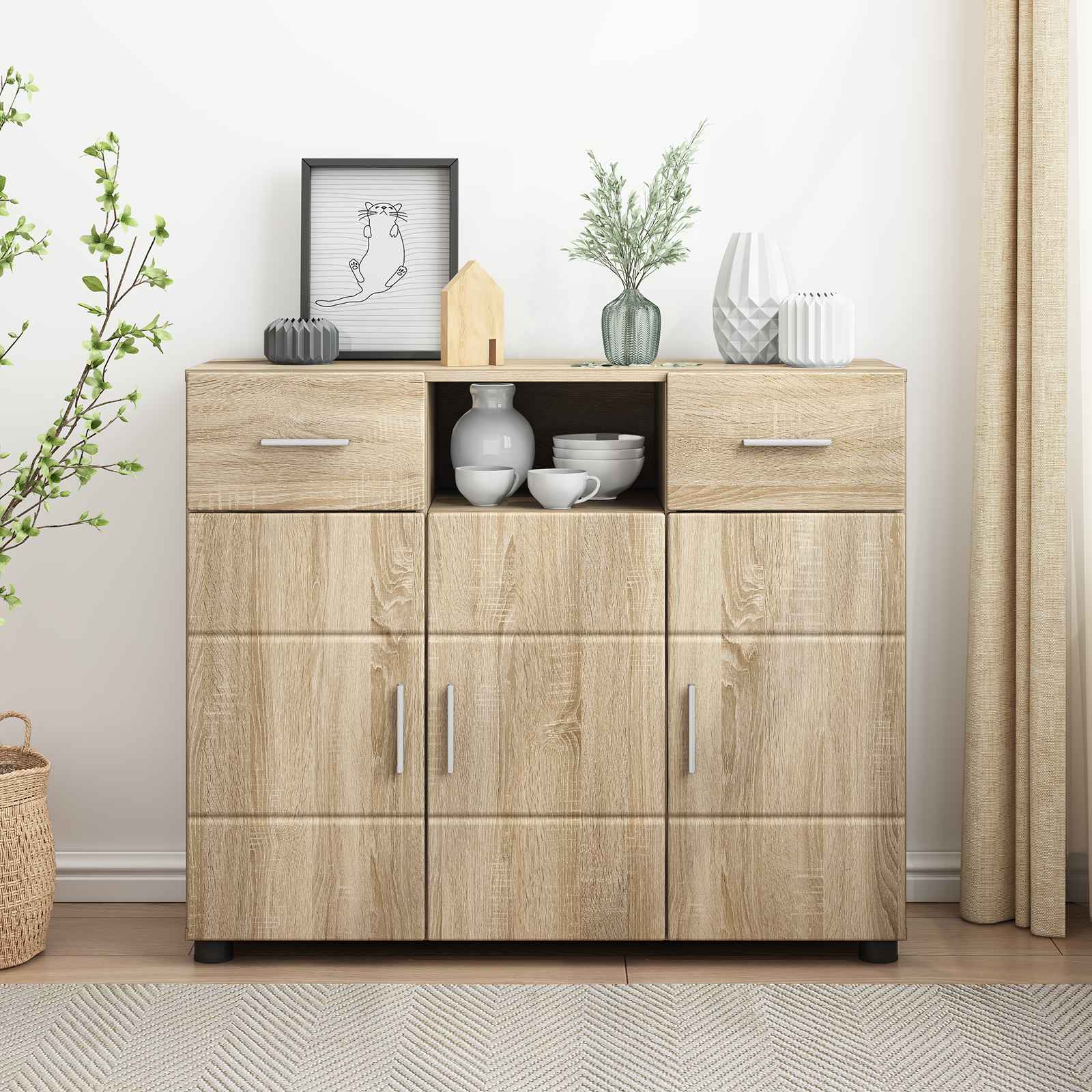 Ξύλινο Ντουλάπι με συρτάρι Δρύς Sonoma 88,5 x 30,5 x 73 εκ - Pakobazaar