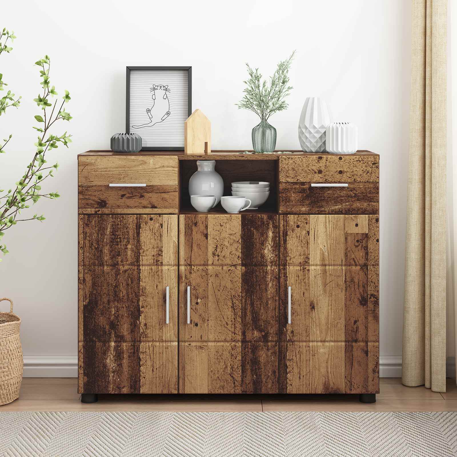Ξύλινο Ντουλάπι με συρτάρι Παλιό ξύλο 88,5 x 30,5 x 73 εκ - Pakobazaar