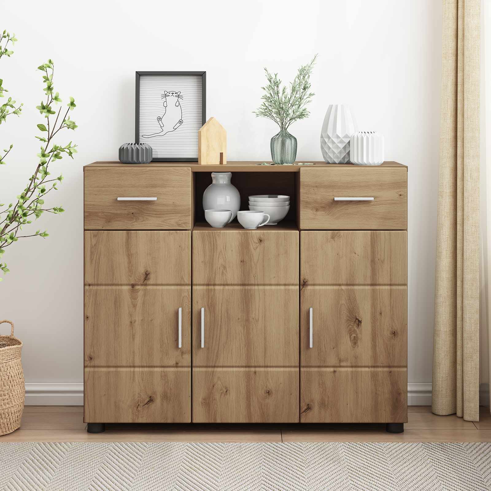 Ξύλινο Ντουλάπι με συρτάρι Artisan Oak 88,5 x 30,5 x 73 εκ - Pakobazaar