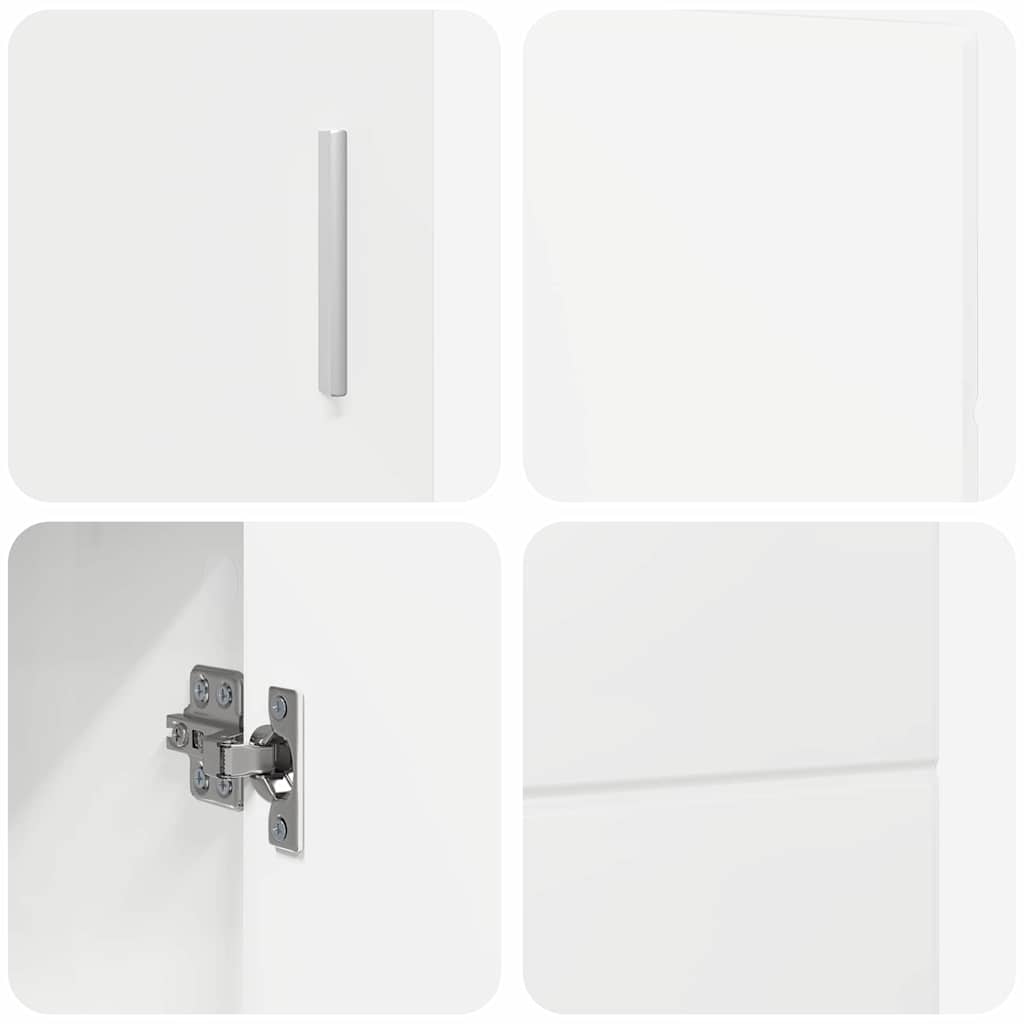 Πλαϊνό γραφείο FLORIN Υψηλής γυαλάδας λευκό Επεξεργασμένο ξύλο - Pakobazaar