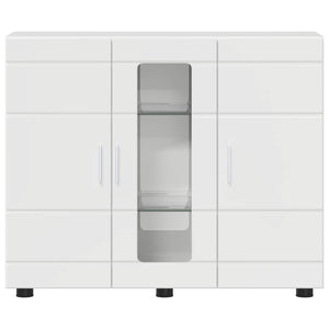 Ξύλινο Ντουλάπι Υψηλής γυαλάδας λευκό 88,5 x 30,5 x 73 εκ - Pakobazaar