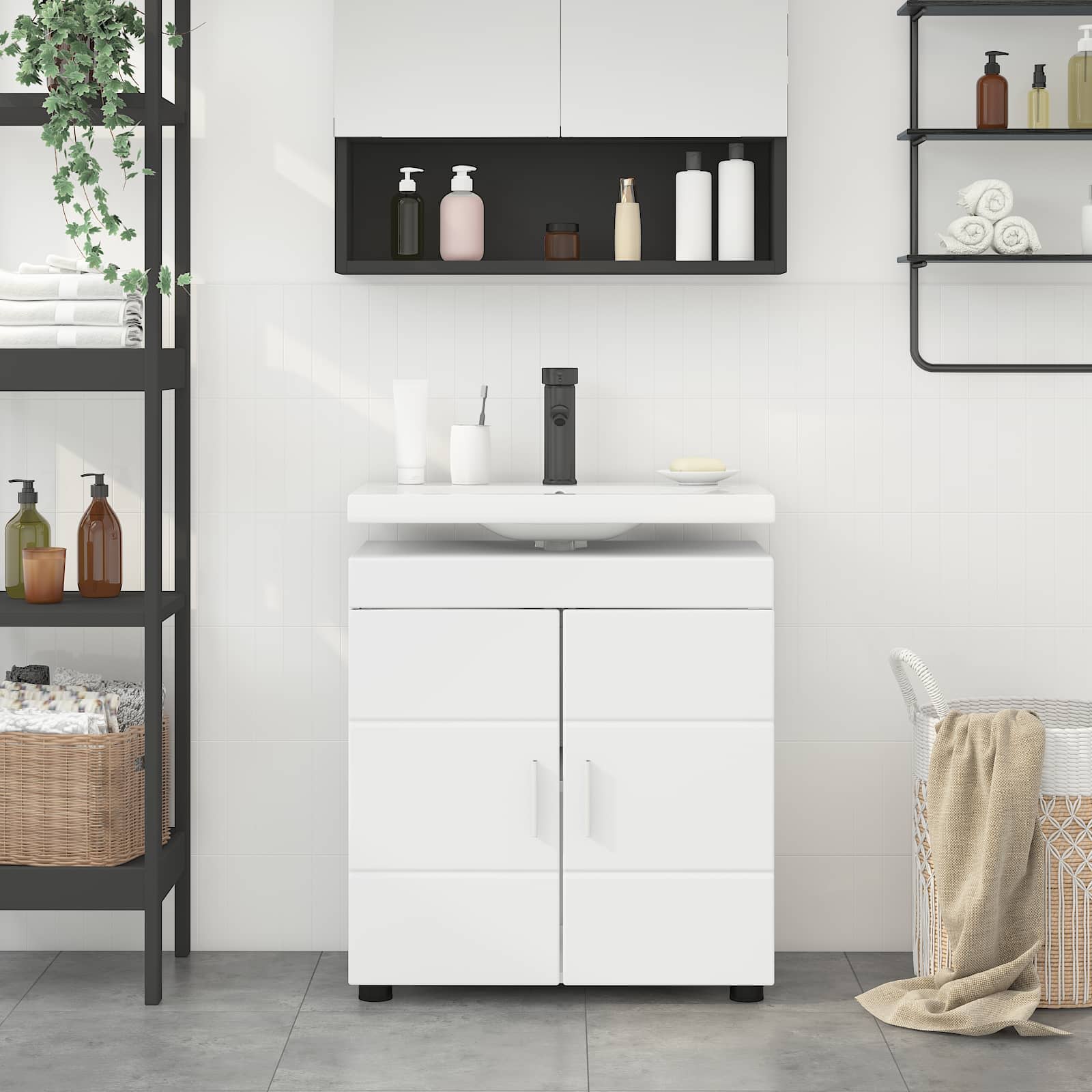 Σετ Ντουλαπιών Μπάνιου TULUM Λευκό 60 x 34 x 63 εκ - Pakobazaar