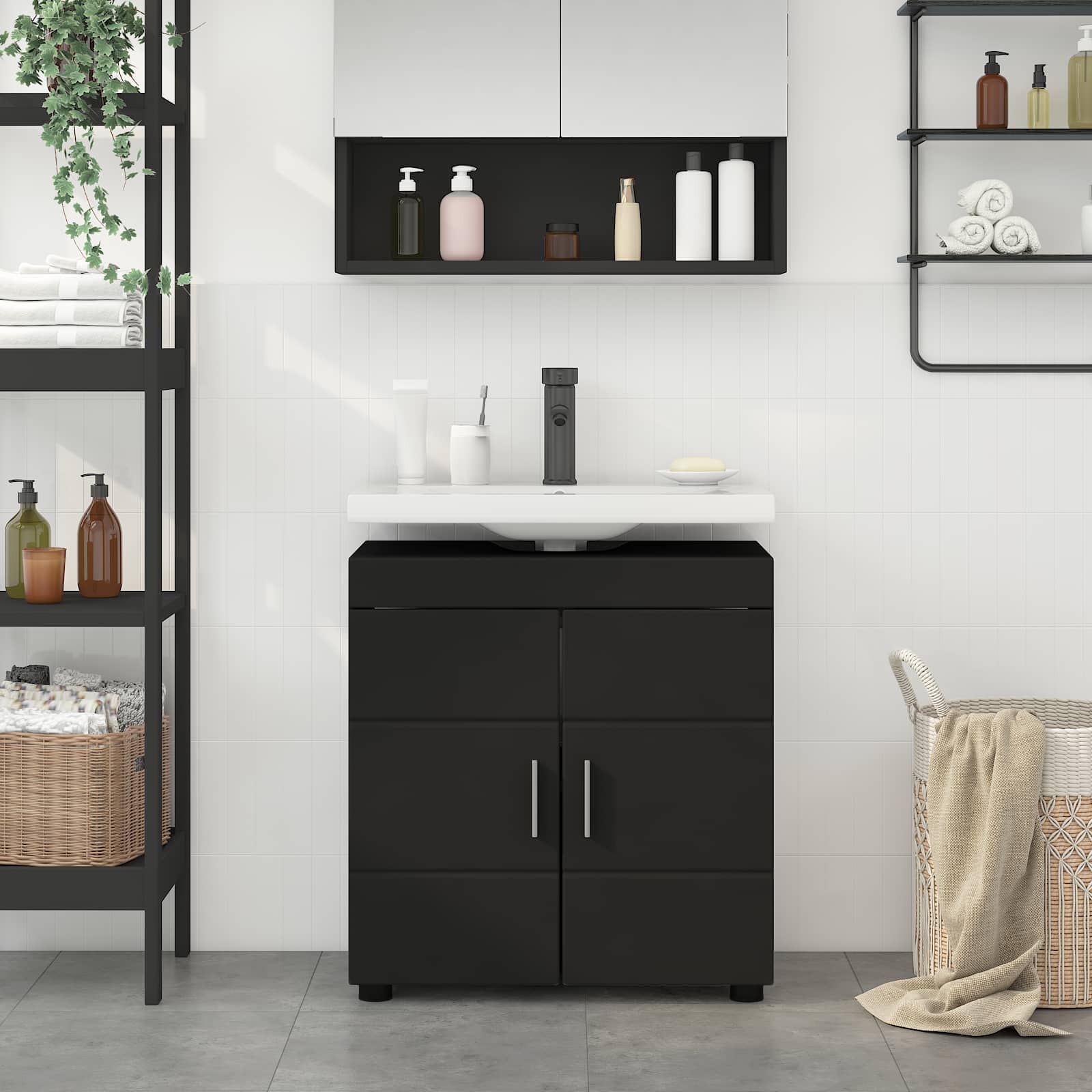 Σετ Ντουλαπιών Μπάνιου TULUM Μαύρο 60 x 34 x 63 εκ - Pakobazaar