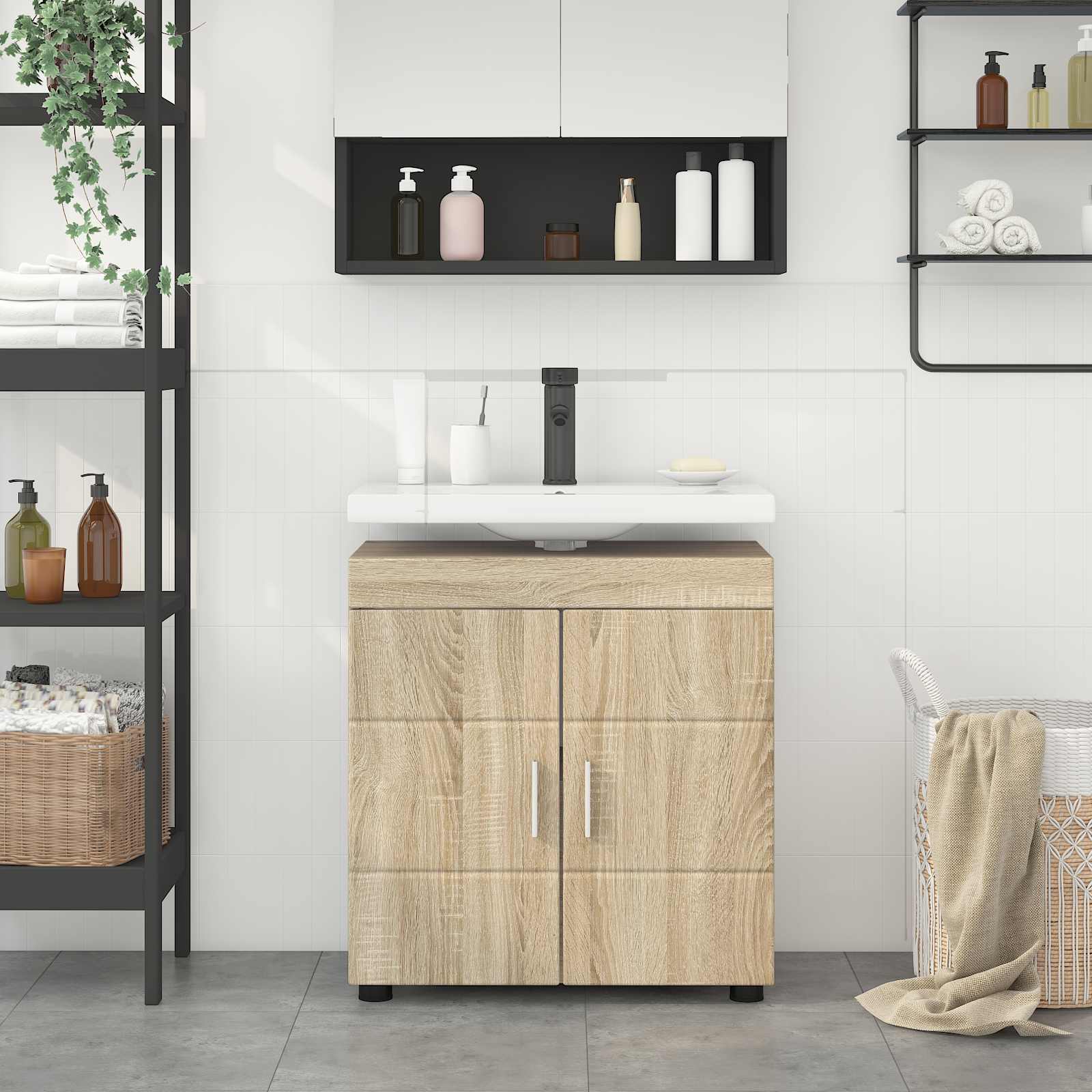 Σετ Ντουλαπιών Μπάνιου TULUM Δρύς Sonoma 60 x 34 x 63 εκ - Pakobazaar