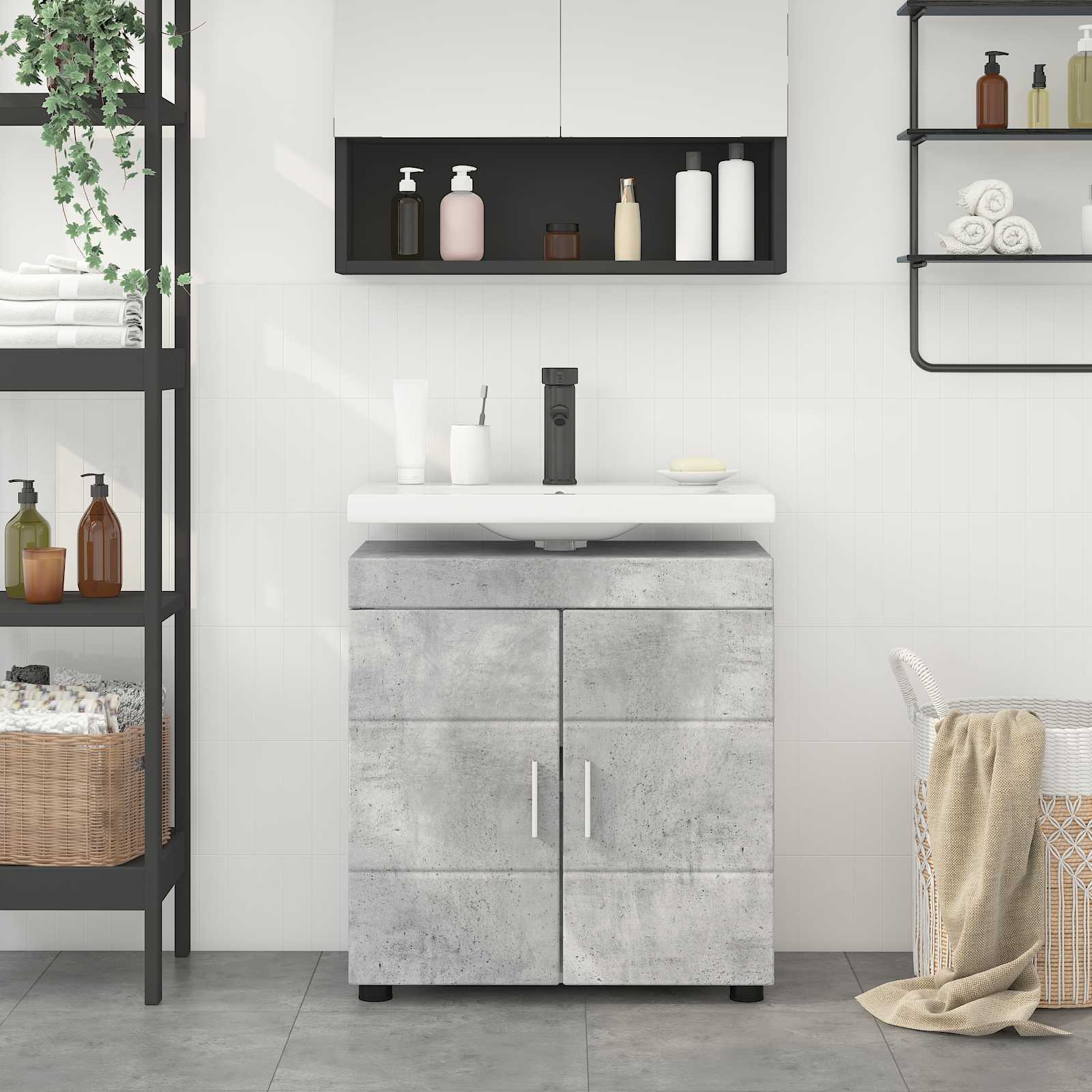 Σετ Ντουλαπιών Μπάνιου TULUM Σκυρόδεμα Γκρι 60 x 34 x 63 εκ - Pakobazaar