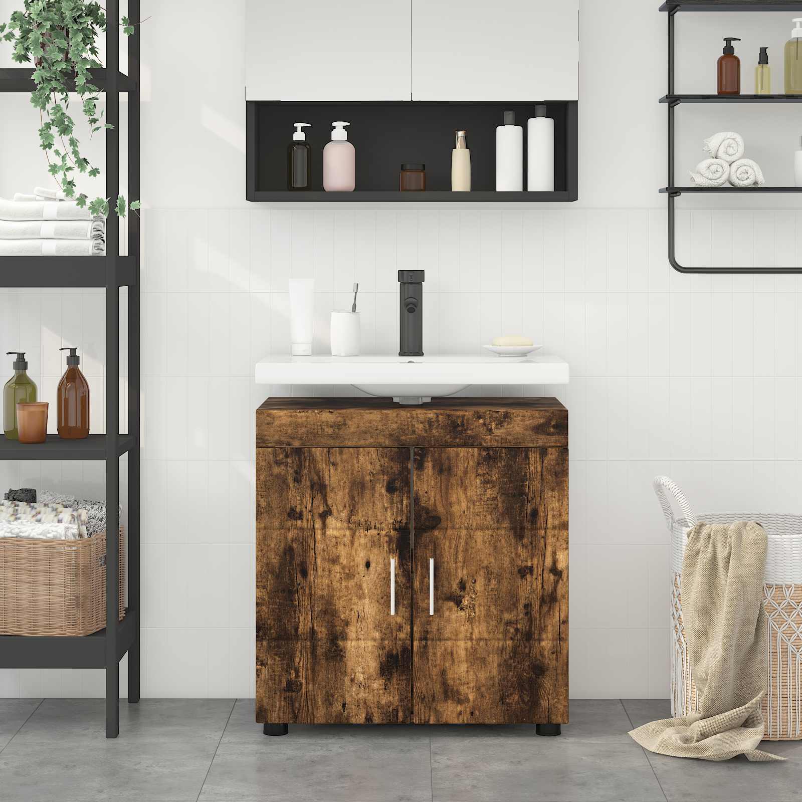 Σετ Ντουλαπιών Μπάνιου TULUM Καπνιστό Δρύς 60 x 34 x 63 εκ - Pakobazaar