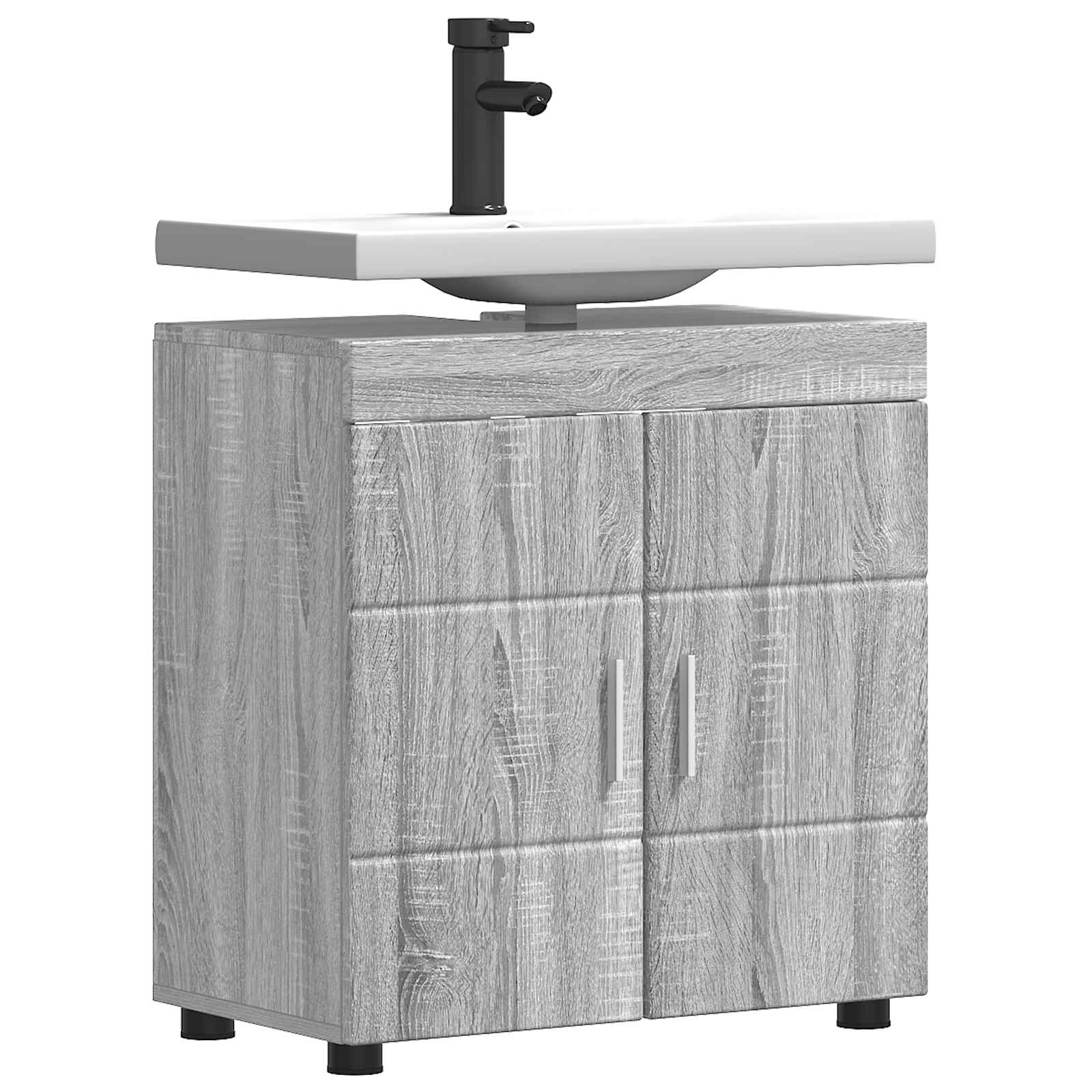 Σετ Ντουλαπιών Μπάνιου TULUM Γκρίζο Σονομα 60 x 34 x 63 εκ - Pakobazaar