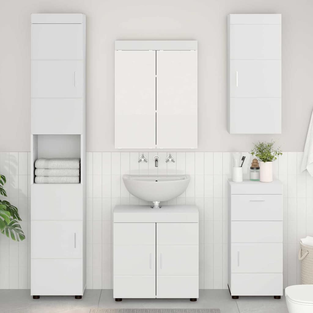 Ντουλάπα τοίχου μπάνιου με ράφι TULUM Λευκό 37 x 24,5 x 86 εκ - Pakobazaar
