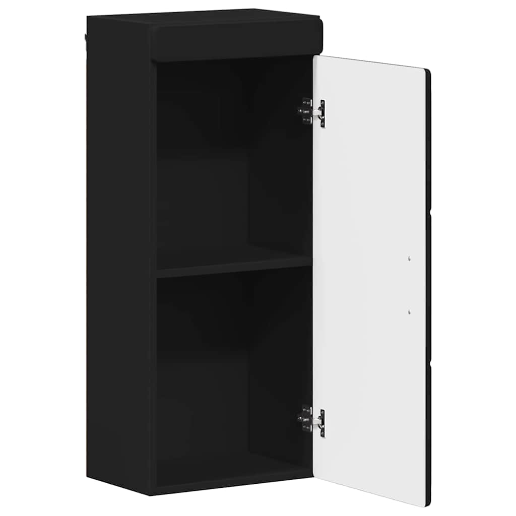 Ντουλάπα τοίχου μπάνιου με ράφι TULUM Μαύρο 37 x 24,5 x 86 εκ - Pakobazaar