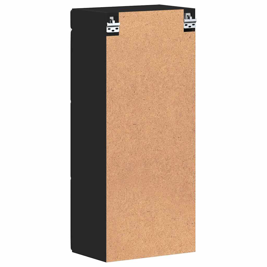 Ντουλάπα τοίχου μπάνιου με ράφι TULUM Μαύρο 37 x 24,5 x 86 εκ - Pakobazaar