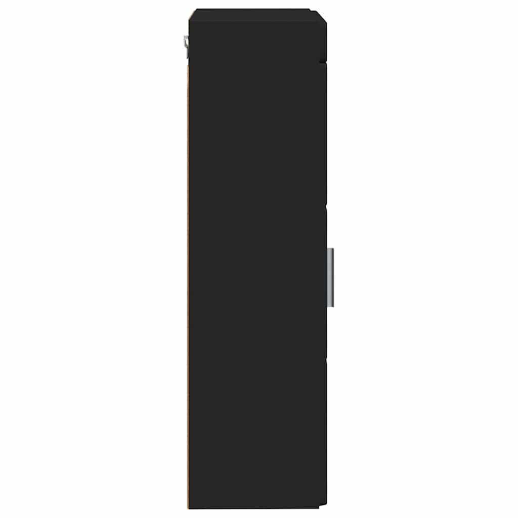 Ντουλάπα τοίχου μπάνιου με ράφι TULUM Μαύρο 37 x 24,5 x 86 εκ - Pakobazaar