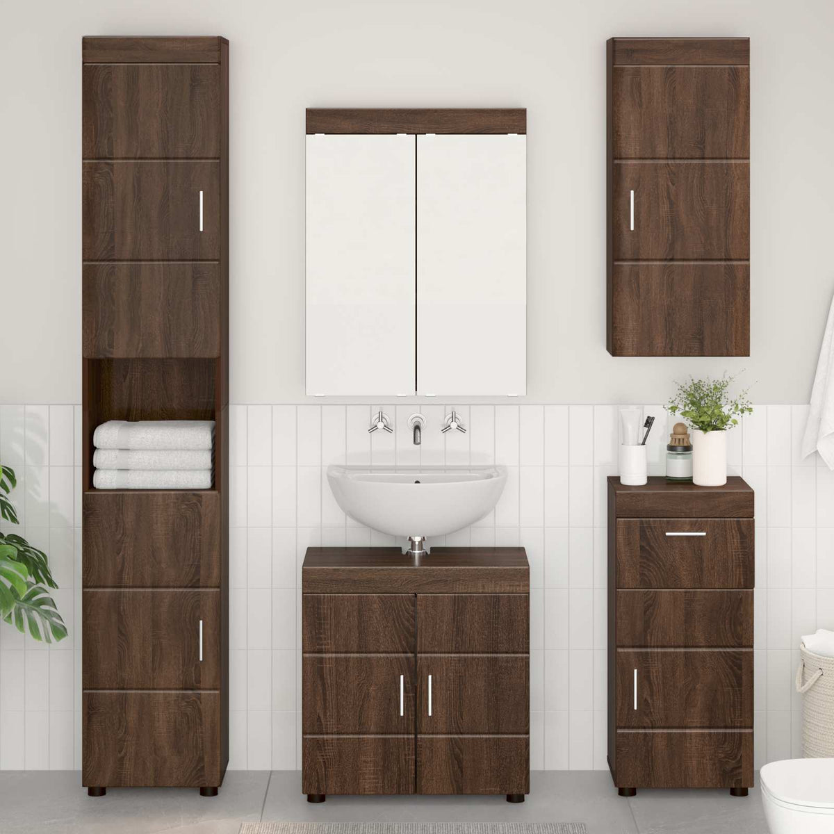 Ντουλάπα τοίχου μπάνιου TULUM Καφέ δρυς 37 x 24,5 x 86 εκ