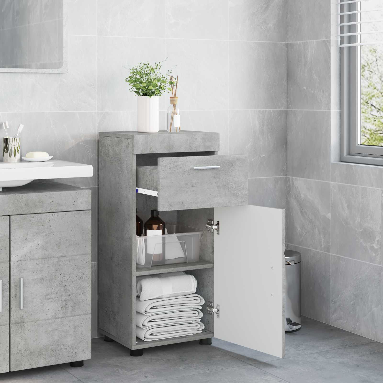 Σετ Ντουλαπιών Μπάνιου TULUM Σκυρόδεμα Γκρι 37 x 31,5 x 82 εκ - Pakobazaar