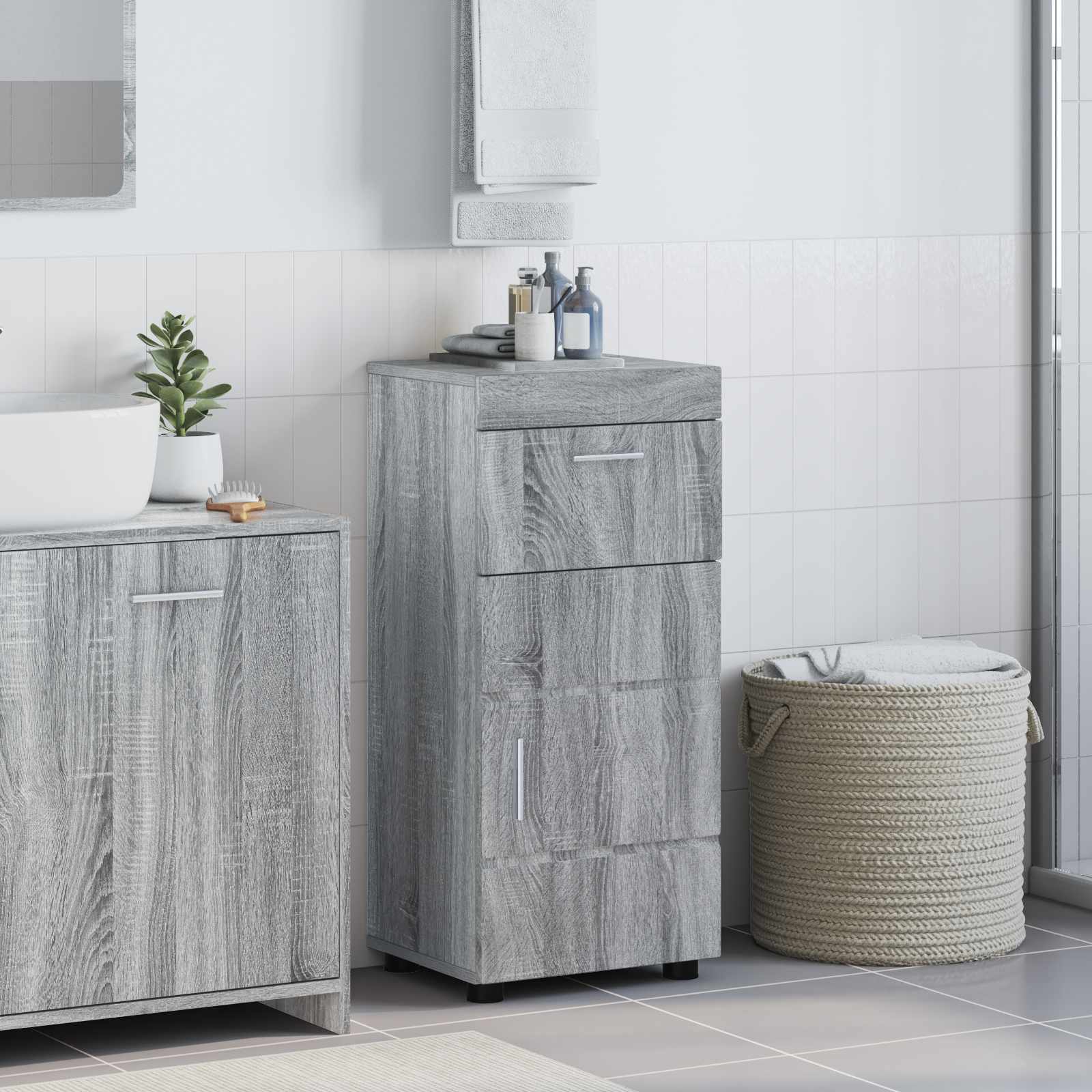 Σετ Ντουλαπιών Μπάνιου TULUM Γκρίζο Σονομα 37 x 31,5 x 82 εκ - Pakobazaar