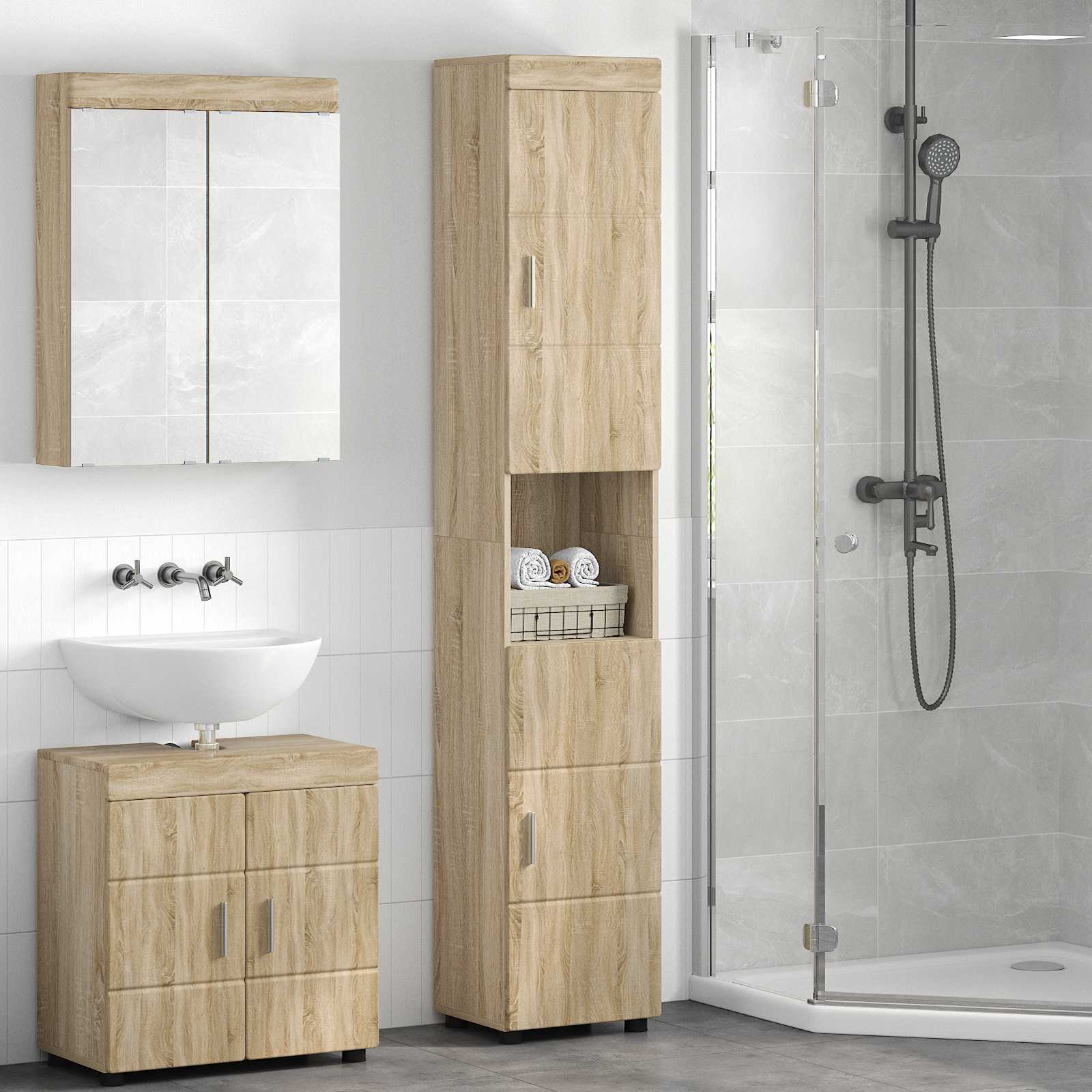 Σετ Ντουλαπιών Μπάνιου TULUM Δρύς Sonoma 37 x 31,5 x 203 εκ