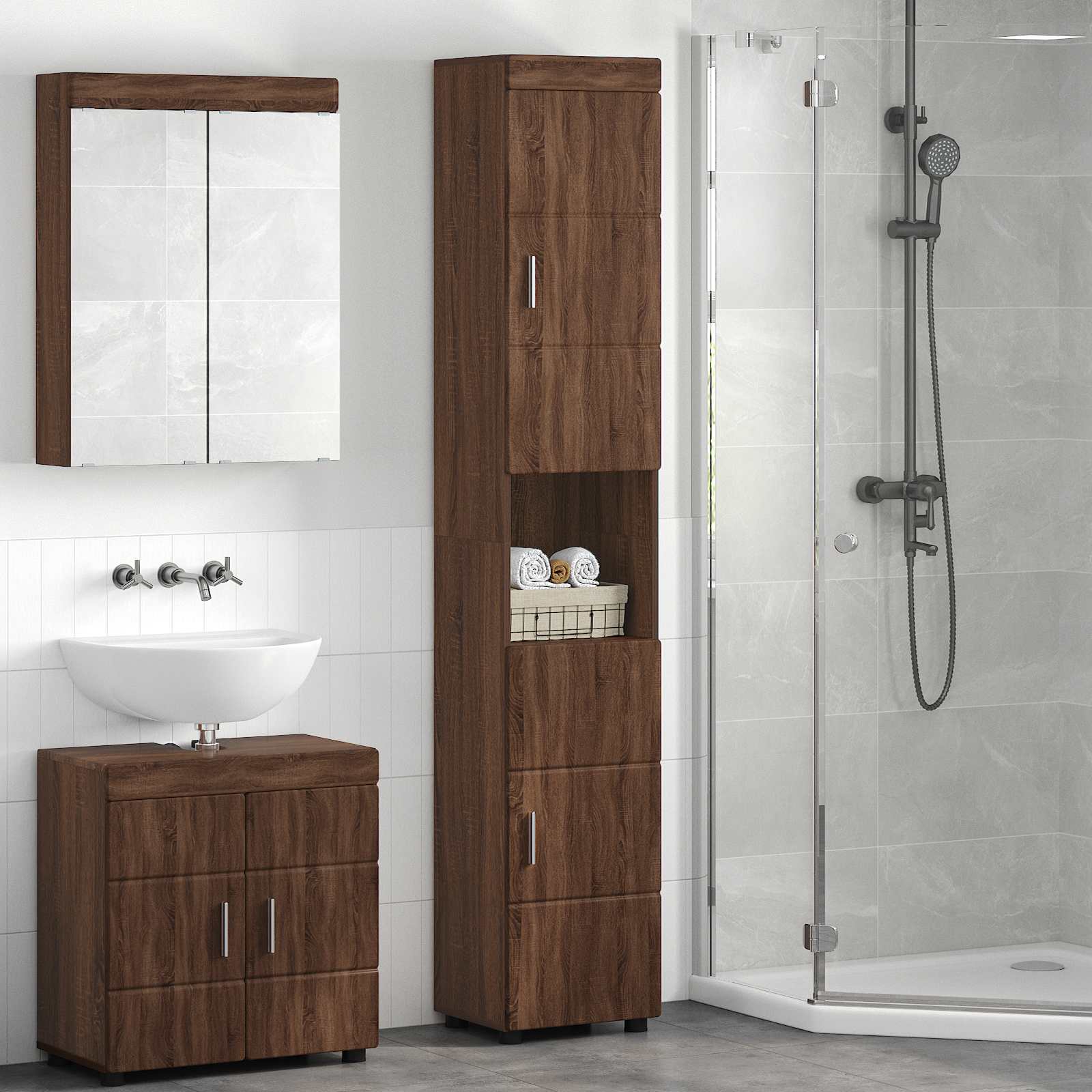 Σετ Ντουλαπιών Μπάνιου TULUM Καφέ δρυς 37 x 31,5 x 203 εκ