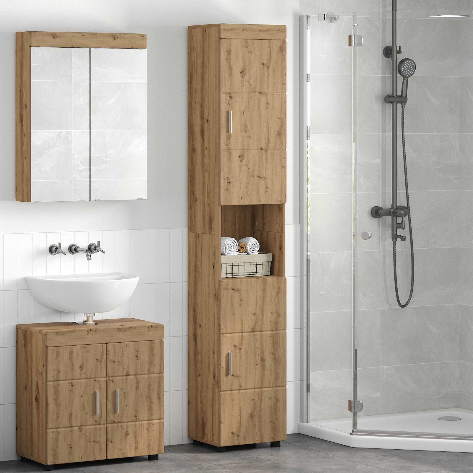 Σετ Ντουλαπιών Μπάνιου TULUM Artisan Oak 37 x 31,5 x 203 εκ