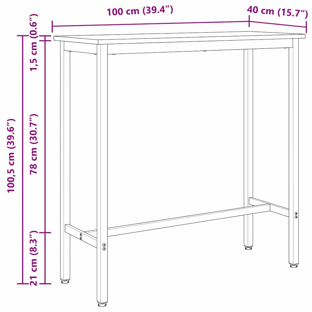 τραπέζι Μαύρη Οξυά 100 x 40 x 100,5 εκ - Pakobazaar