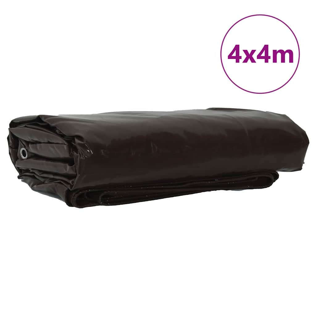 Τέντα 650g / m² Καφέ 4 x 4 m Καμβάς με επικάλυψη PVC