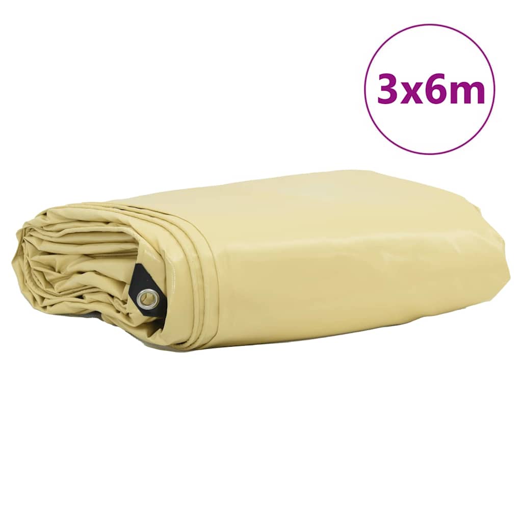 Τέντα 650g / m² Μπεζ 3 x 6 m Καμβάς με επικάλυψη PVC