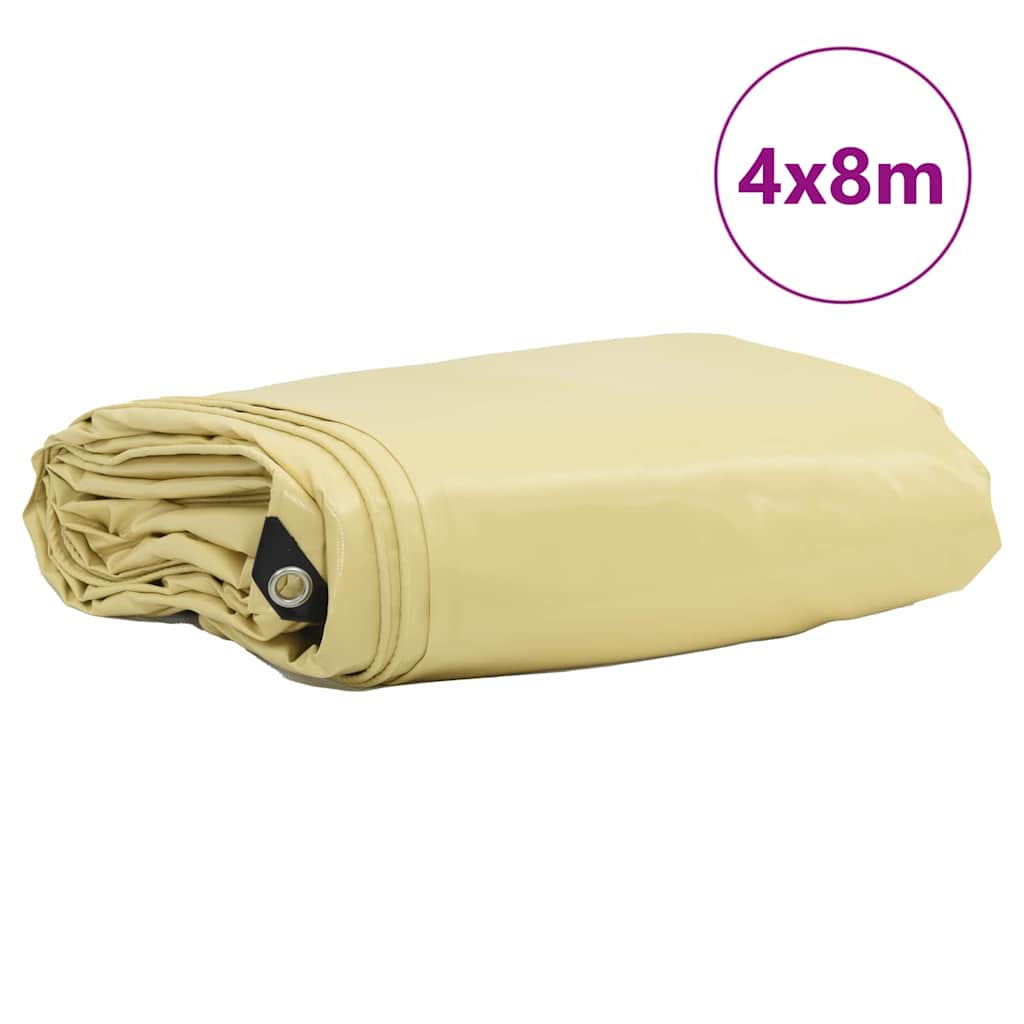 Τέντα 650g / m² Μπεζ 4 x 8 m Καμβάς με επικάλυψη PVC - Pakobazaar