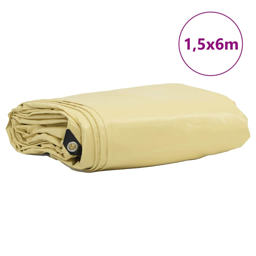 Τέντα 650g / m² Μπεζ 1,5 x 6 m Καμβάς με επικάλυψη PVC