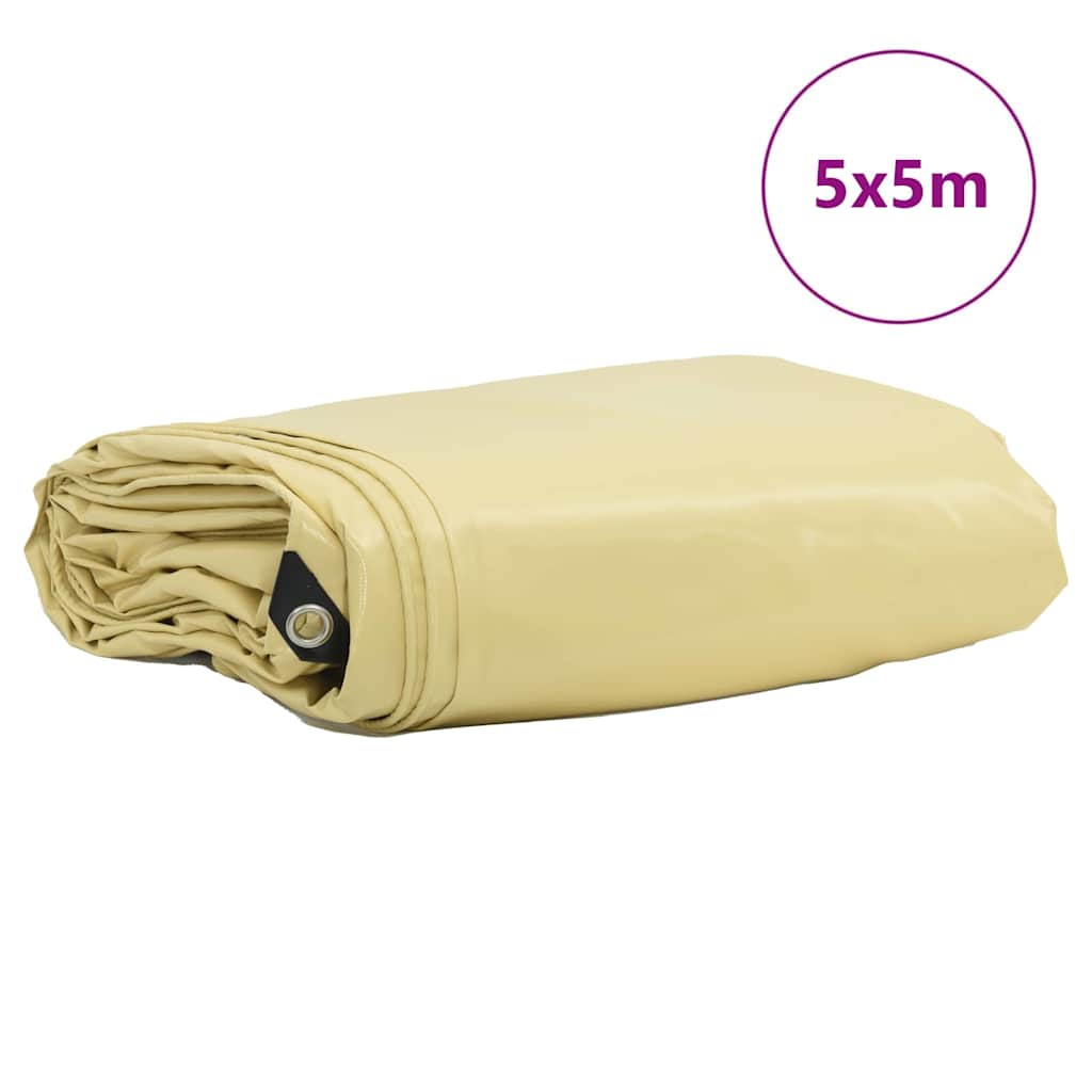 Τέντα 650g / m² Μπεζ 5 x 5 m Καμβάς με επικάλυψη PVC - Pakobazaar