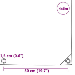 Τέντα 650g / m² Λαδί 4 x 6 m Καμβάς με επικάλυψη PVC