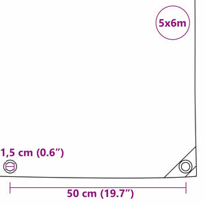 Τέντα 650g / m² Λαδί 5 x 6 m Καμβάς με επικάλυψη PVC