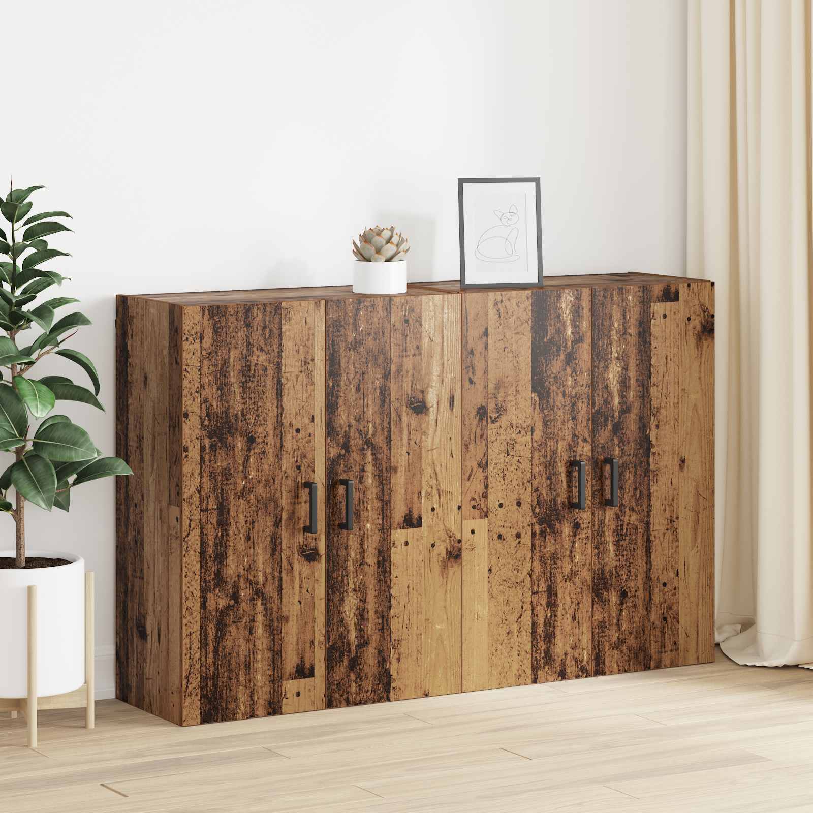 Τοίχου Ντουλάπα Επιτοίχιο 2 pcs Παλιό ξύλο 69,5 x 34 x 90 εκ. - Pakobazaar