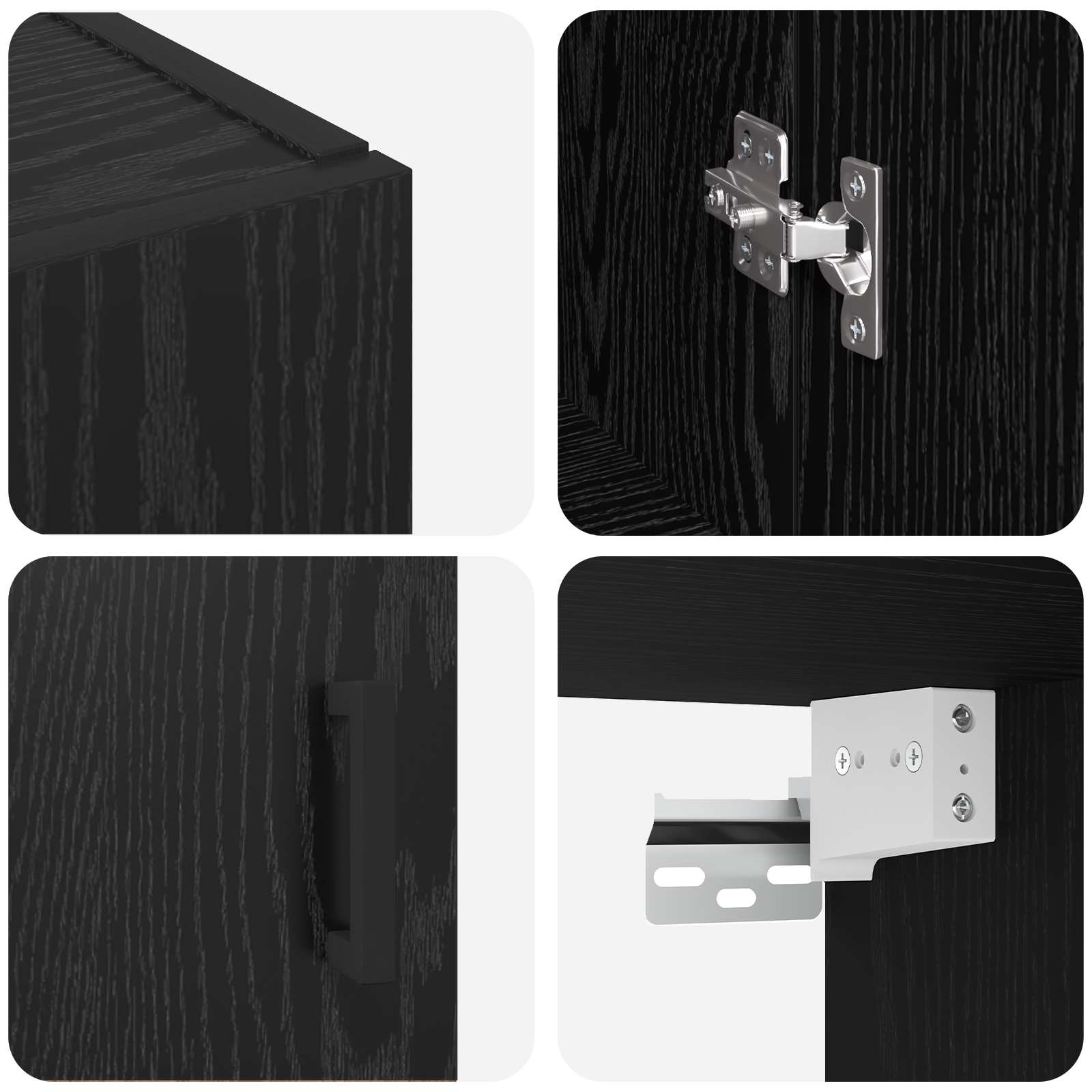 Τοίχου Ντουλάπα Επιτοίχιο 2 pcs Μαύρη Οξυά 69,5 x 34 x 90 εκ. - Pakobazaar