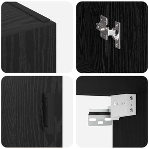 Τοίχου Ντουλάπα Επιτοίχιο 2 pcs Μαύρη Οξυά 69,5 x 34 x 90 εκ. - Pakobazaar