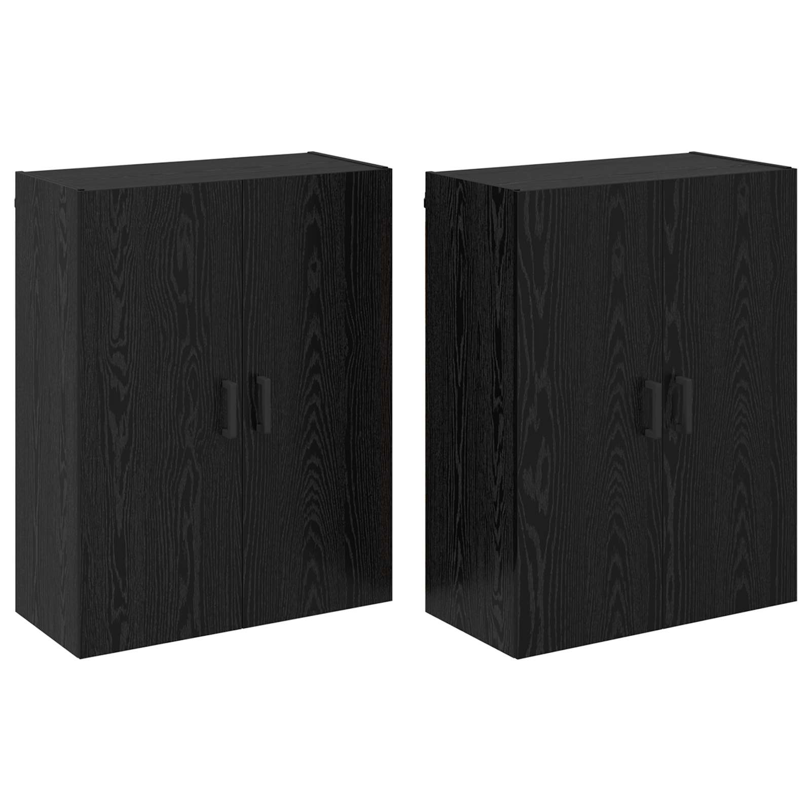 Τοίχου Ντουλάπα Επιτοίχιο 2 pcs Μαύρη Οξυά 69,5 x 34 x 90 εκ. - Pakobazaar
