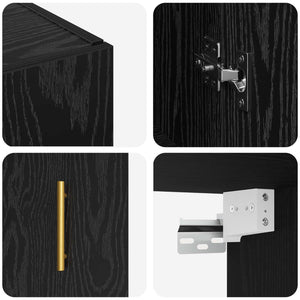 Τοίχου Ντουλάπα Επιτοίχιο 2 pcs Μαύρη Οξυά 69,5 x 34 x 90 εκ. - Pakobazaar