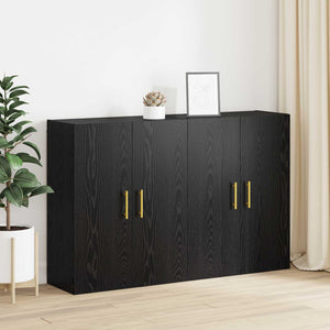 Τοίχου Ντουλάπα Επιτοίχιο 2 pcs Μαύρη Οξυά 69,5 x 34 x 90 εκ. - Pakobazaar