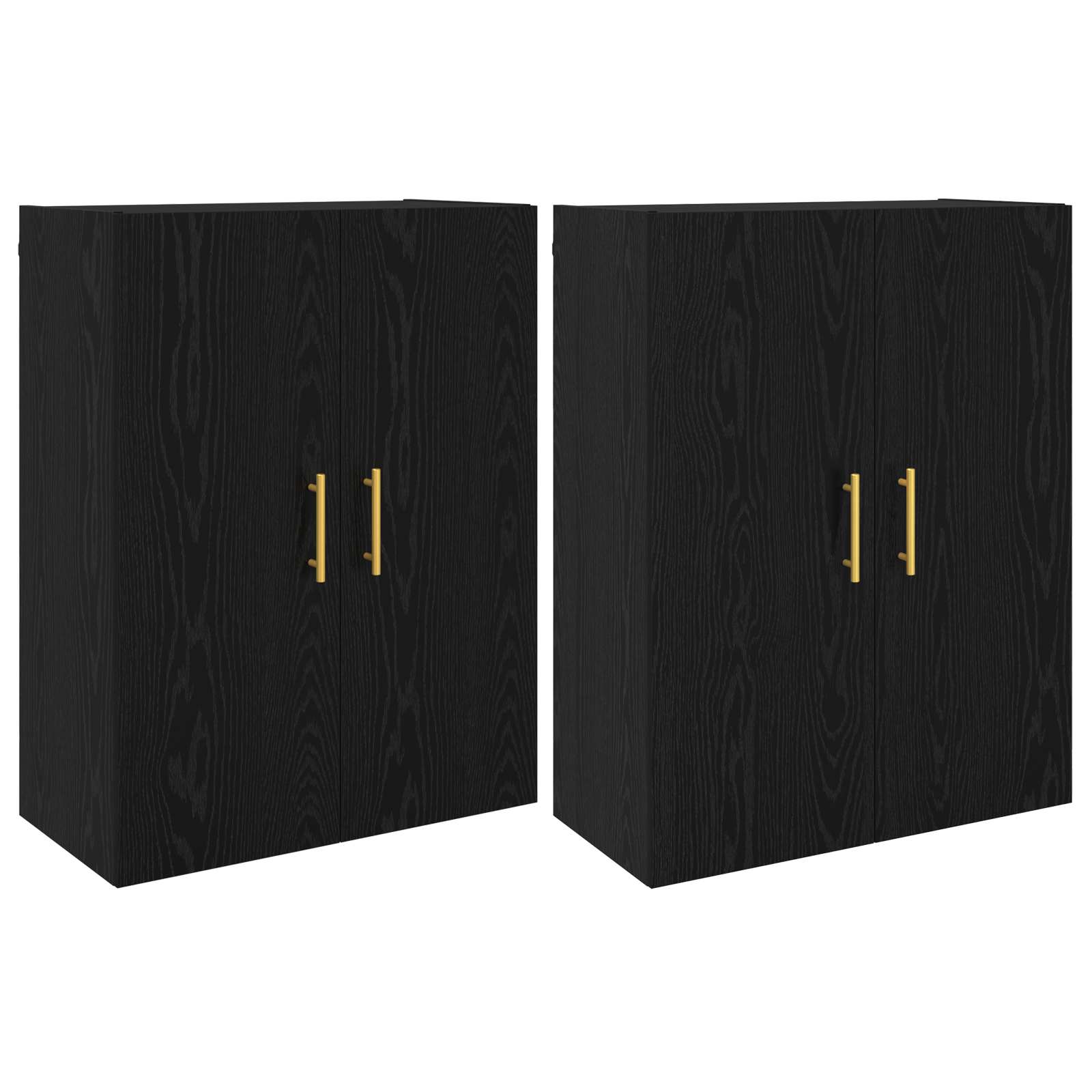 Τοίχου Ντουλάπα Επιτοίχιο 2 pcs Μαύρη Οξυά 69,5 x 34 x 90 εκ. - Pakobazaar