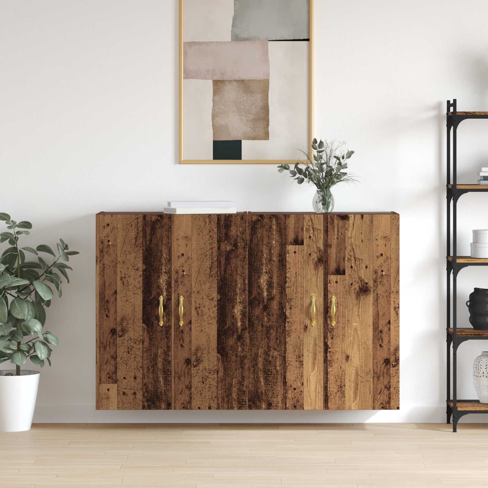 Τοίχου Ντουλάπα Επιτοίχιο 2 pcs Παλιό ξύλο 69,5 x 34 x 90 εκ. - Pakobazaar